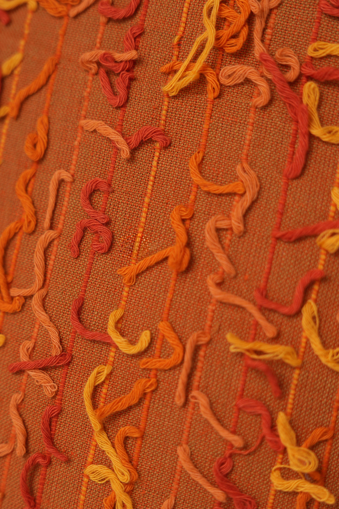 Orange Embroidered Cushion Cover