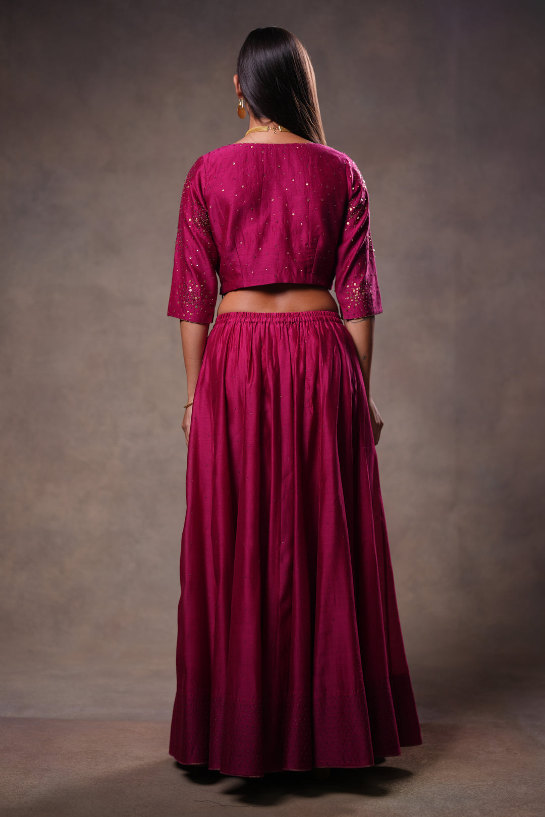Magenta Hand Embroidered Chanderi Blouse