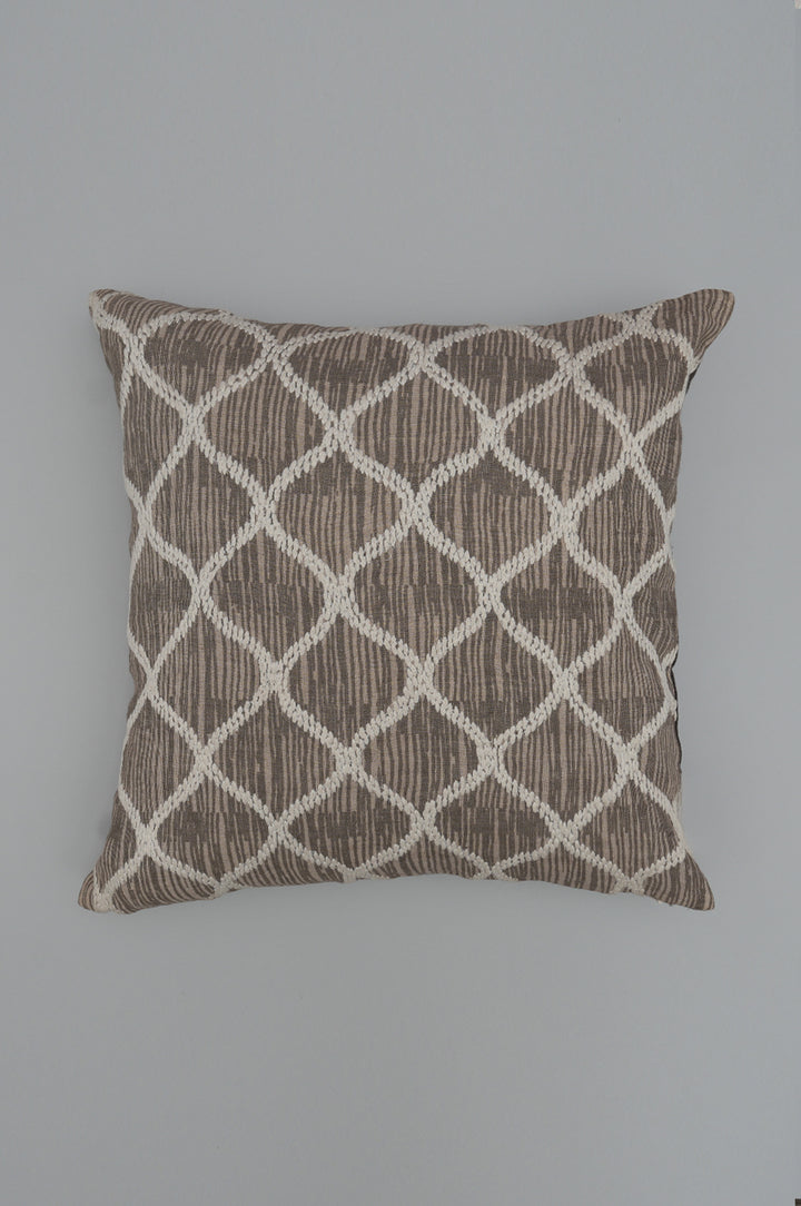 Ivory & Taupe Embroidered Cushion Cover