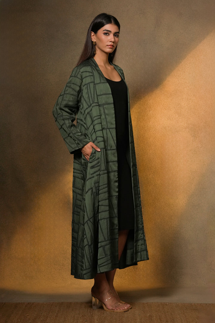 Emerald Embroidred Cotton Silk Jacket