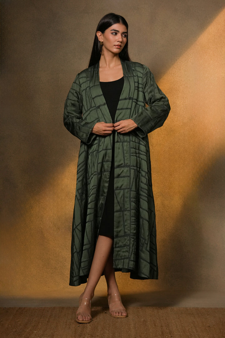 Emerald Embroidred Cotton Silk Jacket