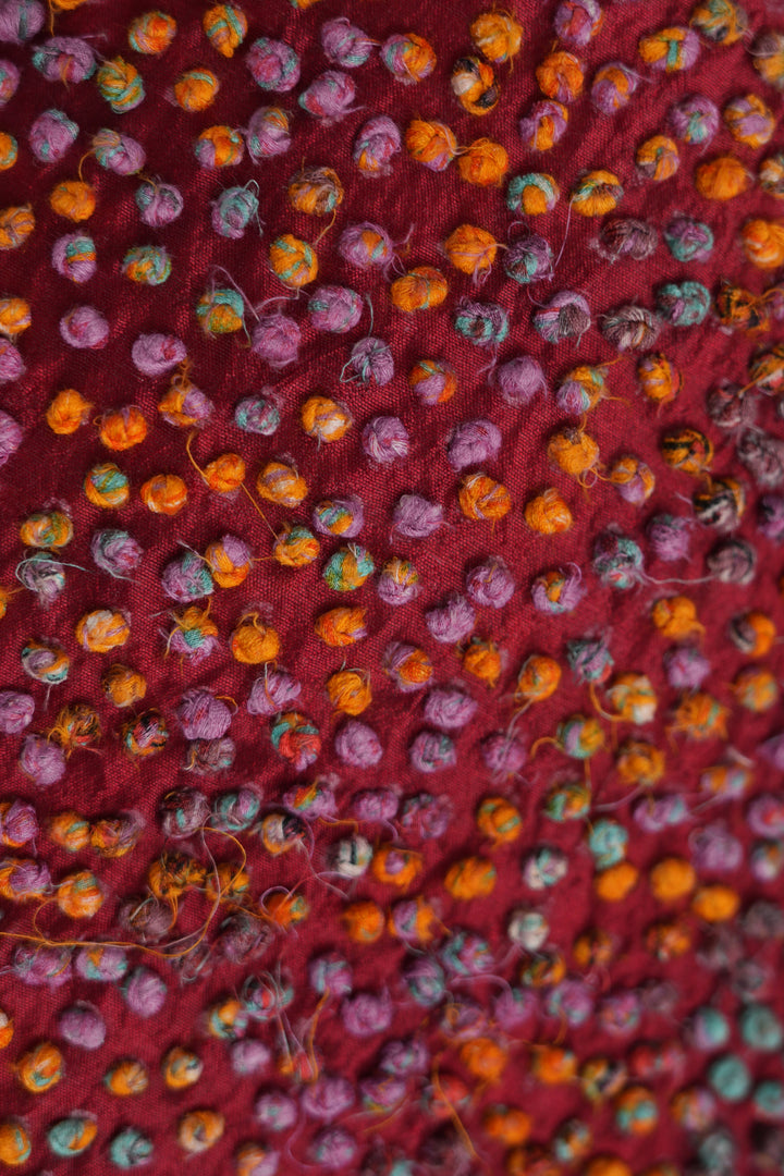 Multi Color French Knot Silk Cushion Cover