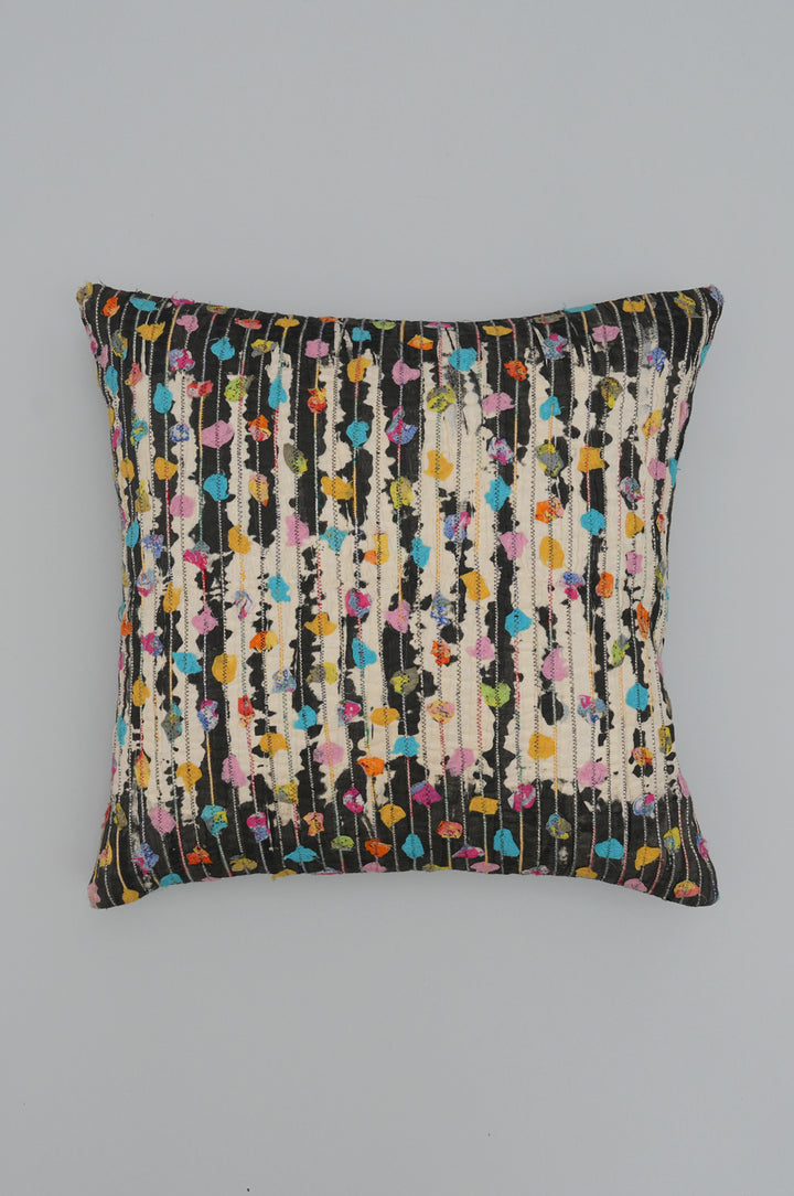 Multicolour Textile Embroidered Cushion Cover