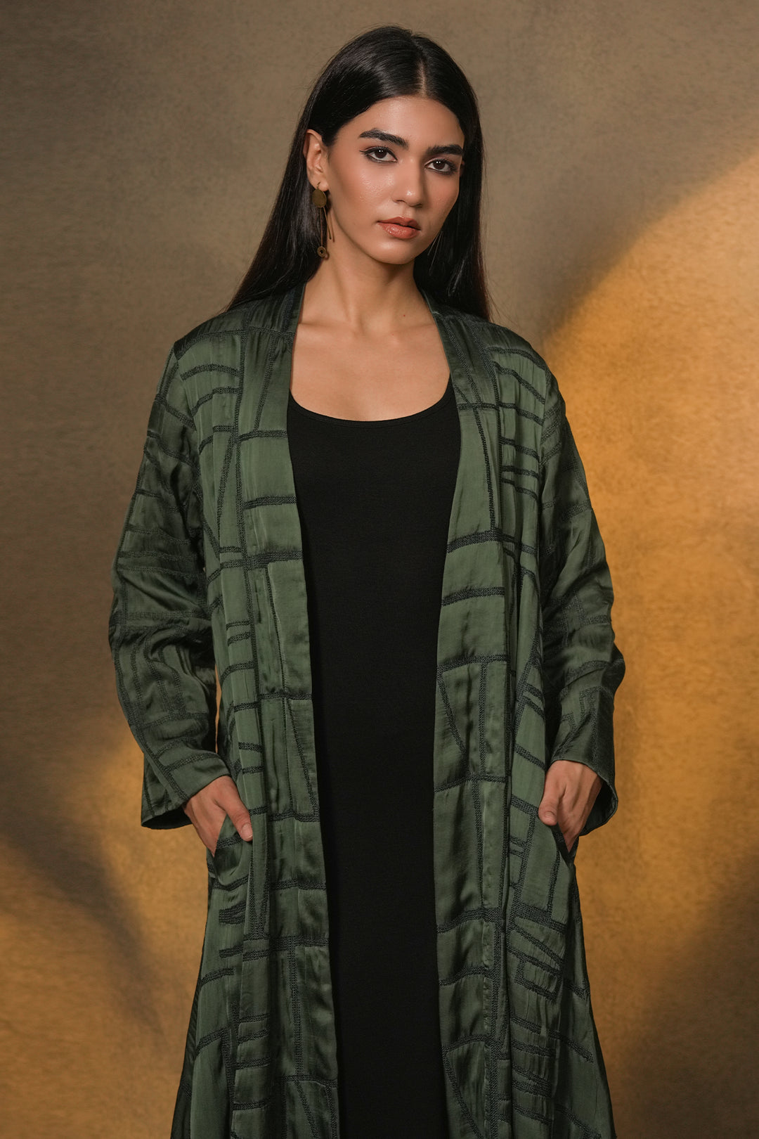 Emerald Embroidred Cotton Silk Jacket