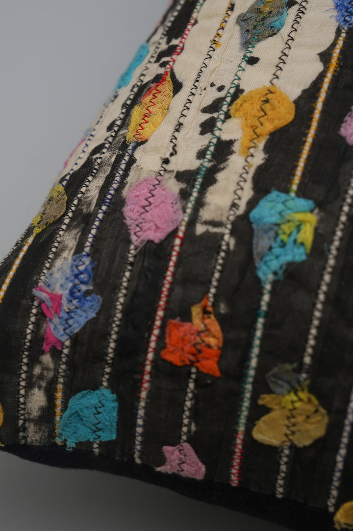 Multicolour Textile Embroidered Cushion Cover