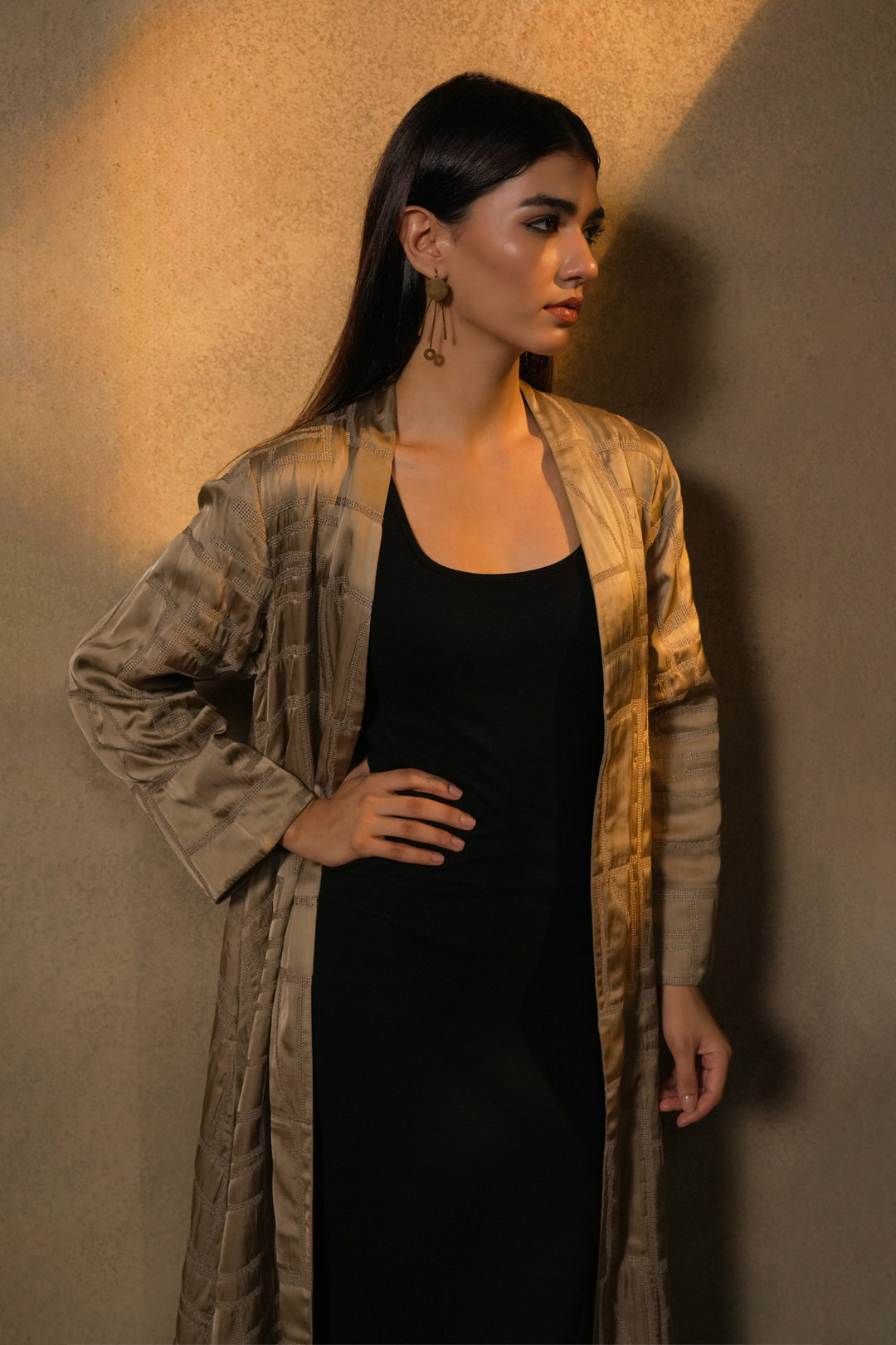 Beige Embroidred Cotton Silk Jacket