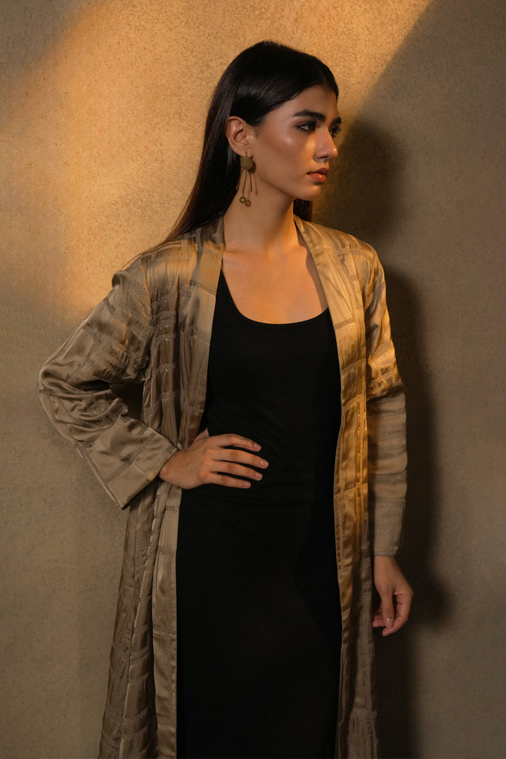 Beige Embroidred Cotton Silk Jacket