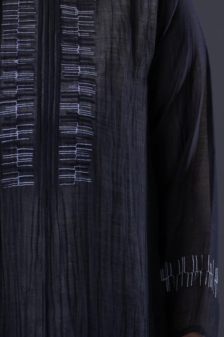 Black Embroidered Chanderi Tunic