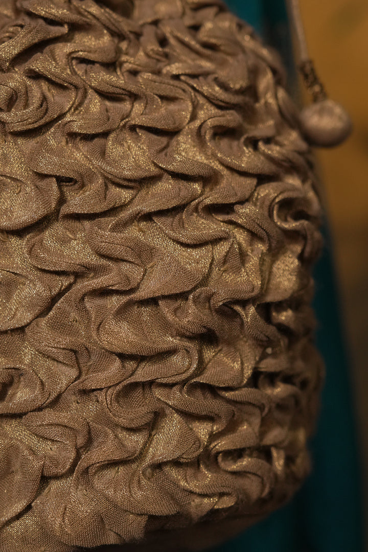 Gold Hand Embroidered Tissue Potli