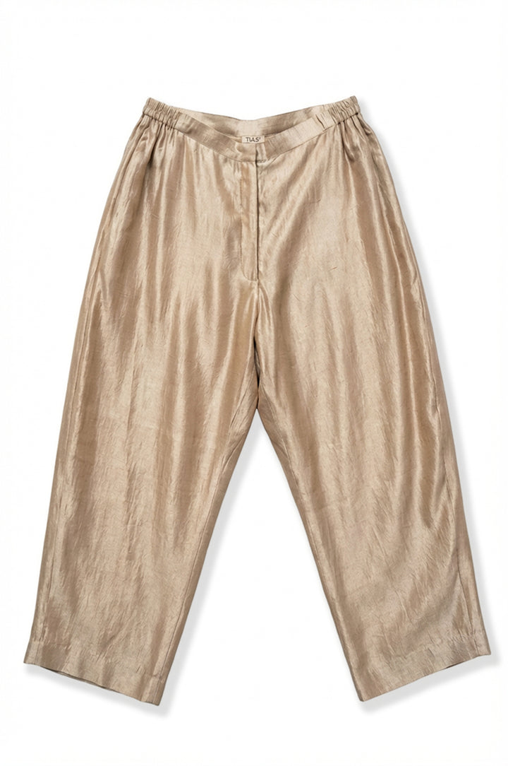 Beige Hand Embroidered Chanderi Cape with Silk Dress and Palazzo