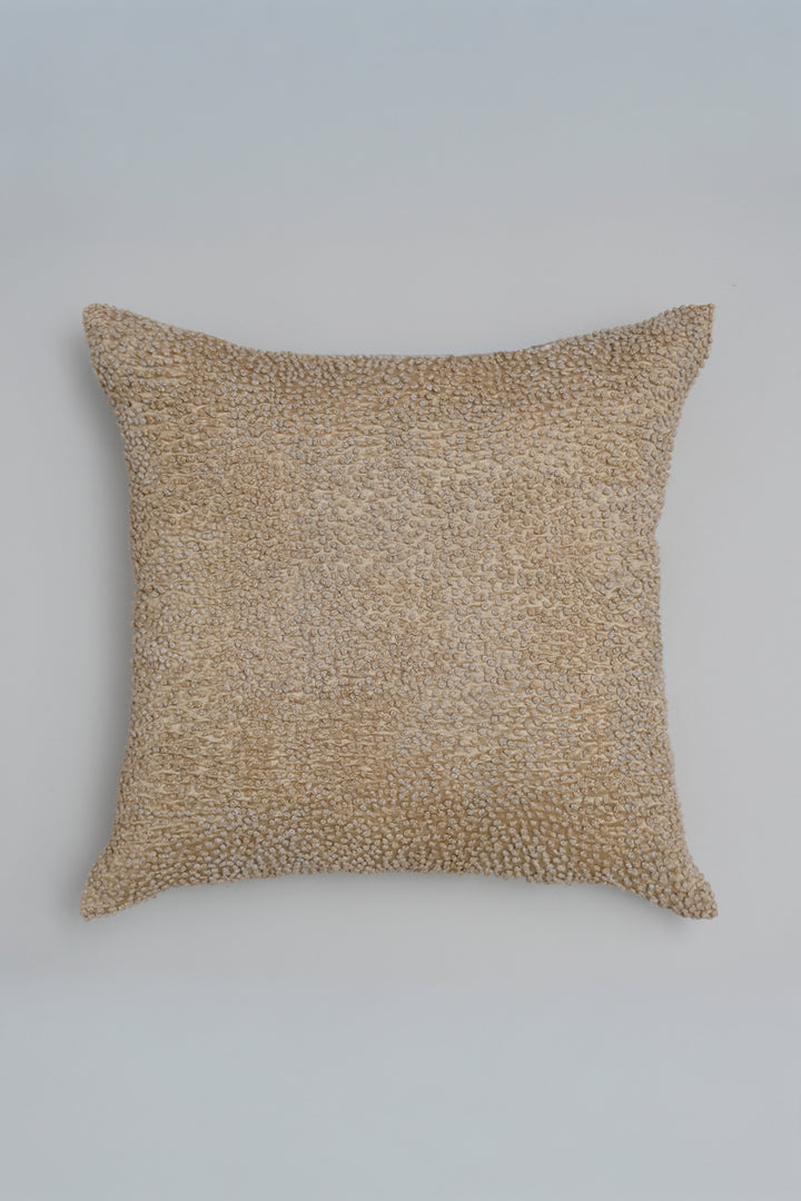 Beige French Knot Silk Cushion Cover