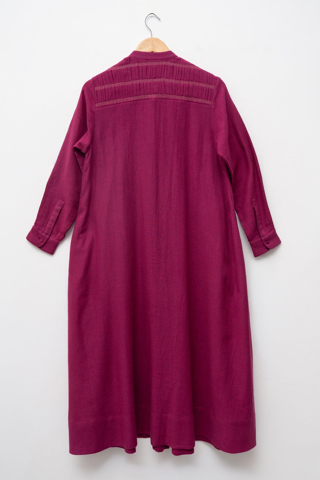 Magenta Embroidered Wool Dress