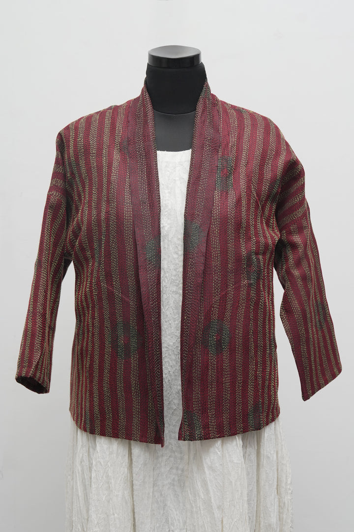 Multicolor Silk Kantha Overlay