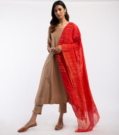 Red & Orange Shibori dye Organza Dupatta