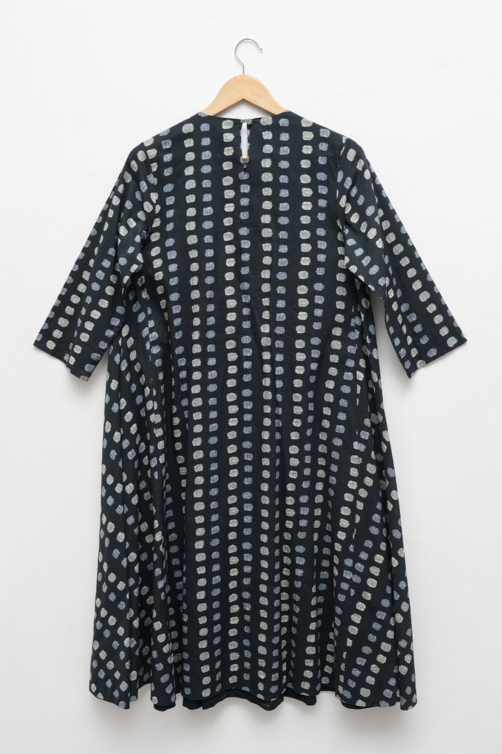 Navy Printed Cotton Kurta