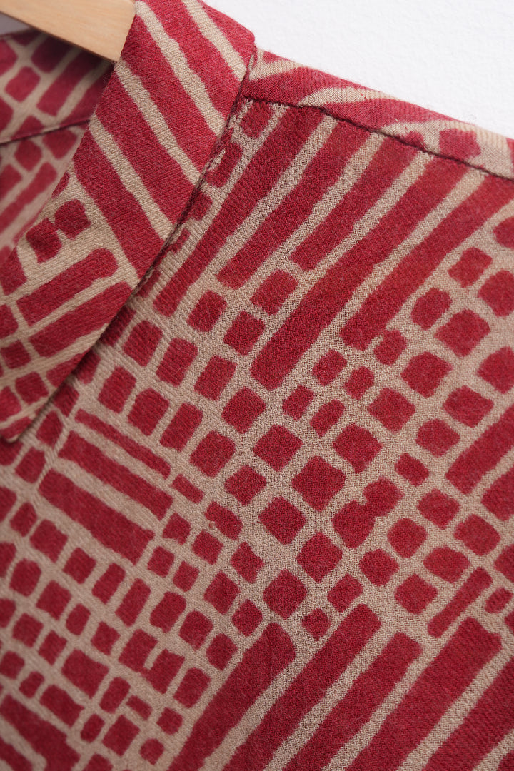 Maroon Beige Wool Top