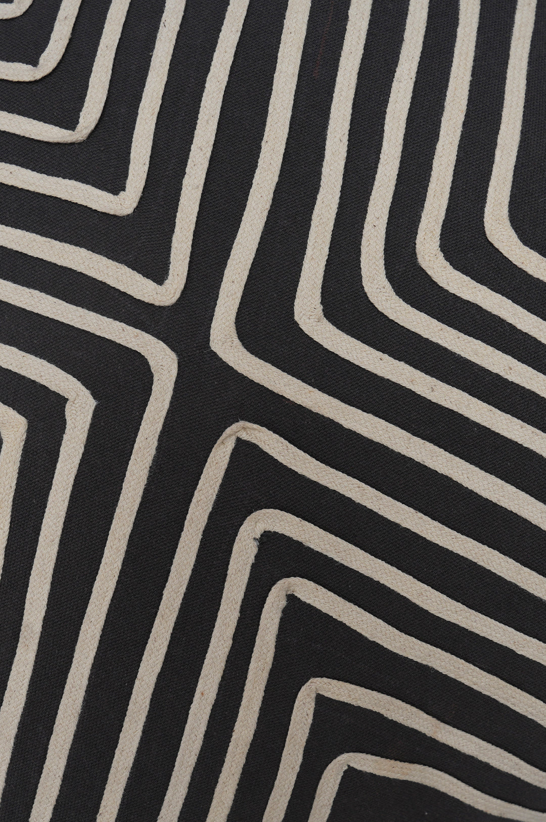 Monochrome Lines Embroidered Cushion Cover