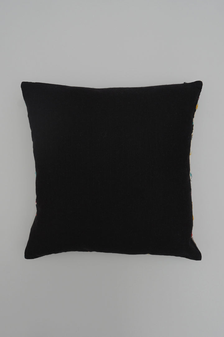Multicolour Textile Embroidered Cushion Cover
