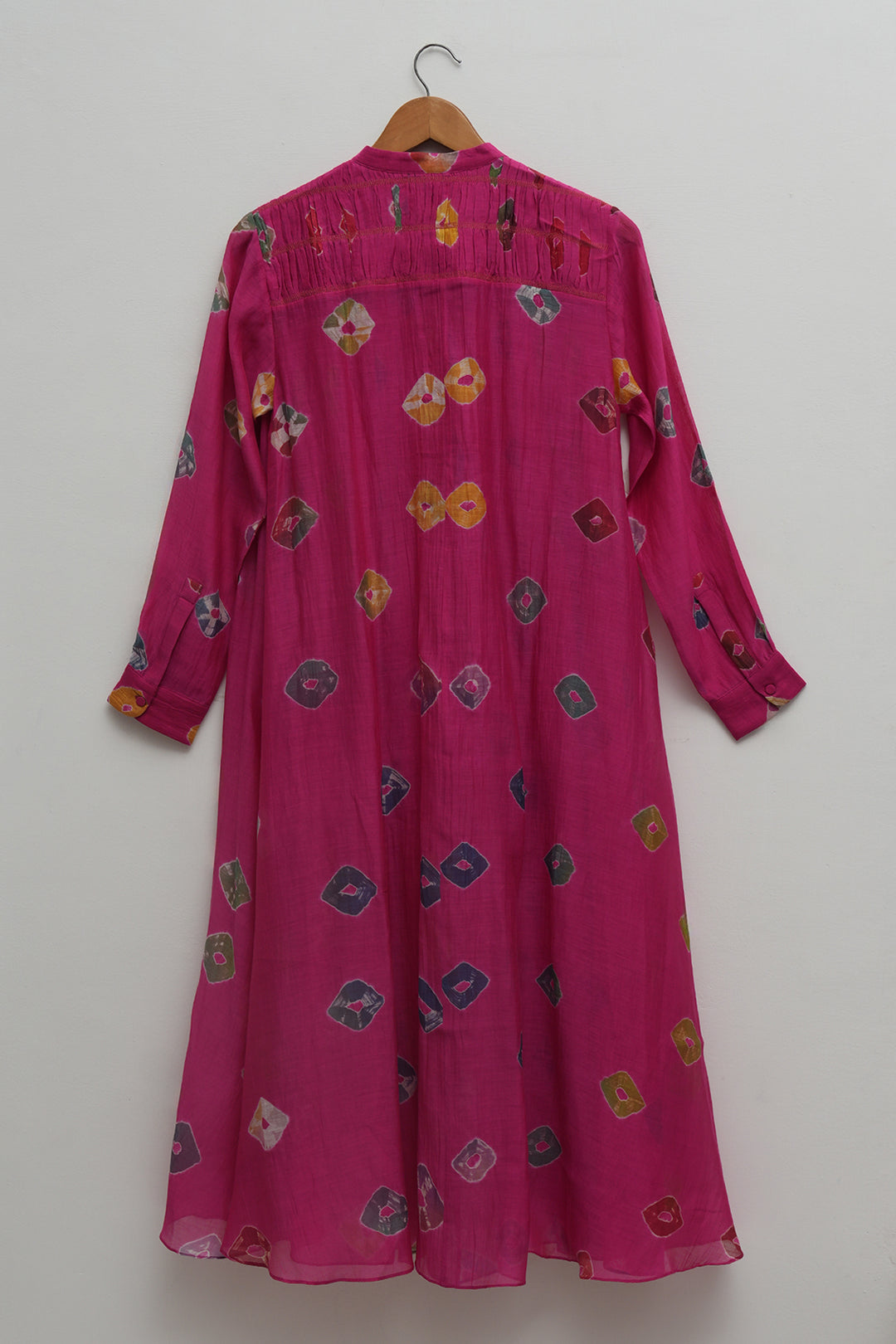 Pink Bandhani Chanderi Dress