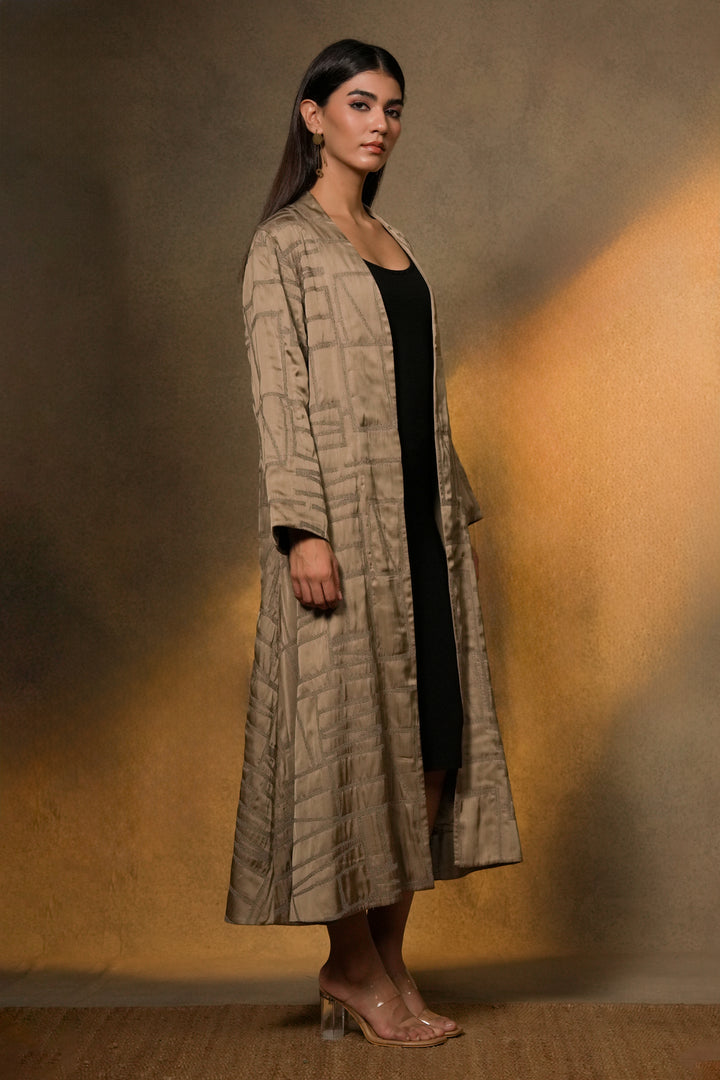 Beige Embroidred Cotton Silk Jacket