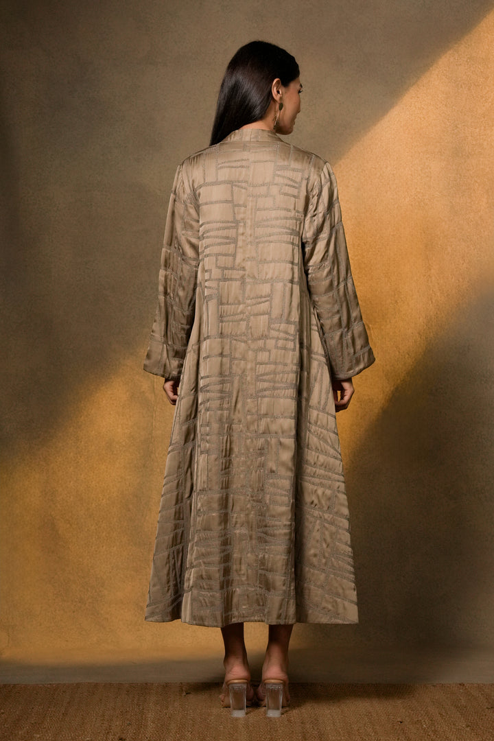 Beige Embroidred Cotton Silk Jacket