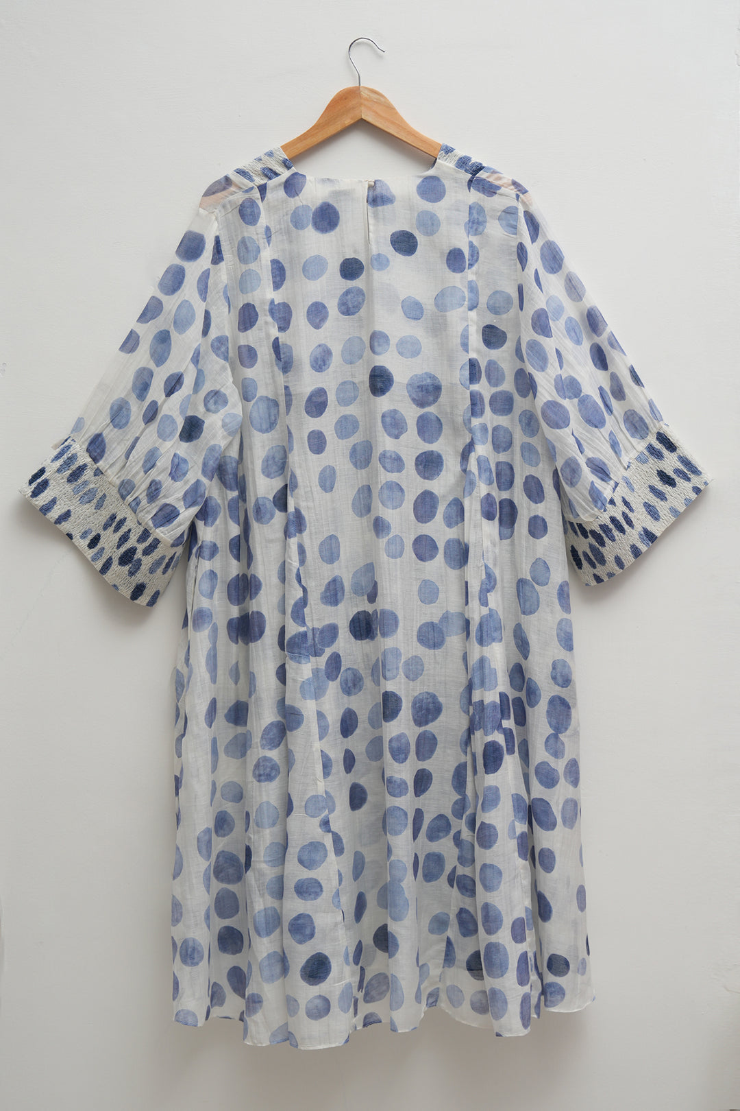 Soft Chanderi Printed Blue Polka Summer Dress