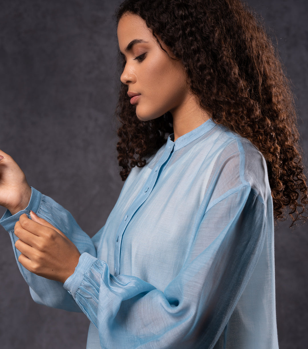 Blue Ombre Cotton Silk Dress