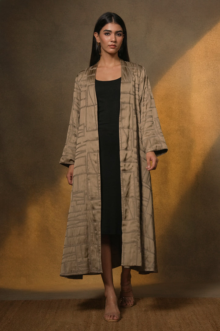 Beige Embroidred Cotton Silk Jacket