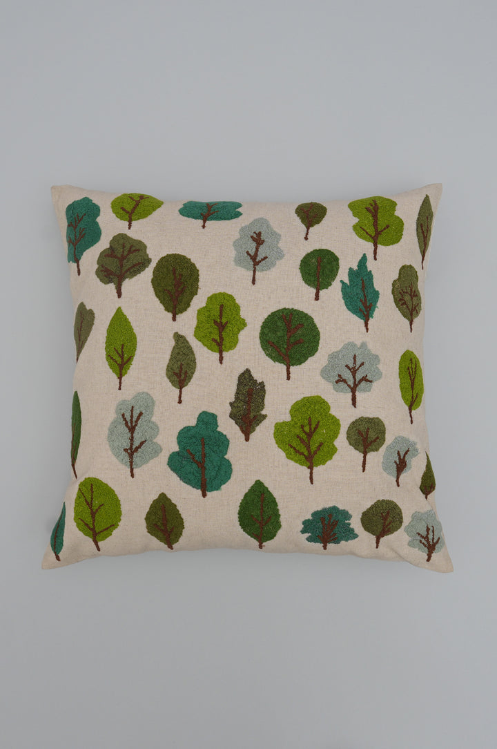 Embroidered Tree Motif Cushion Cover