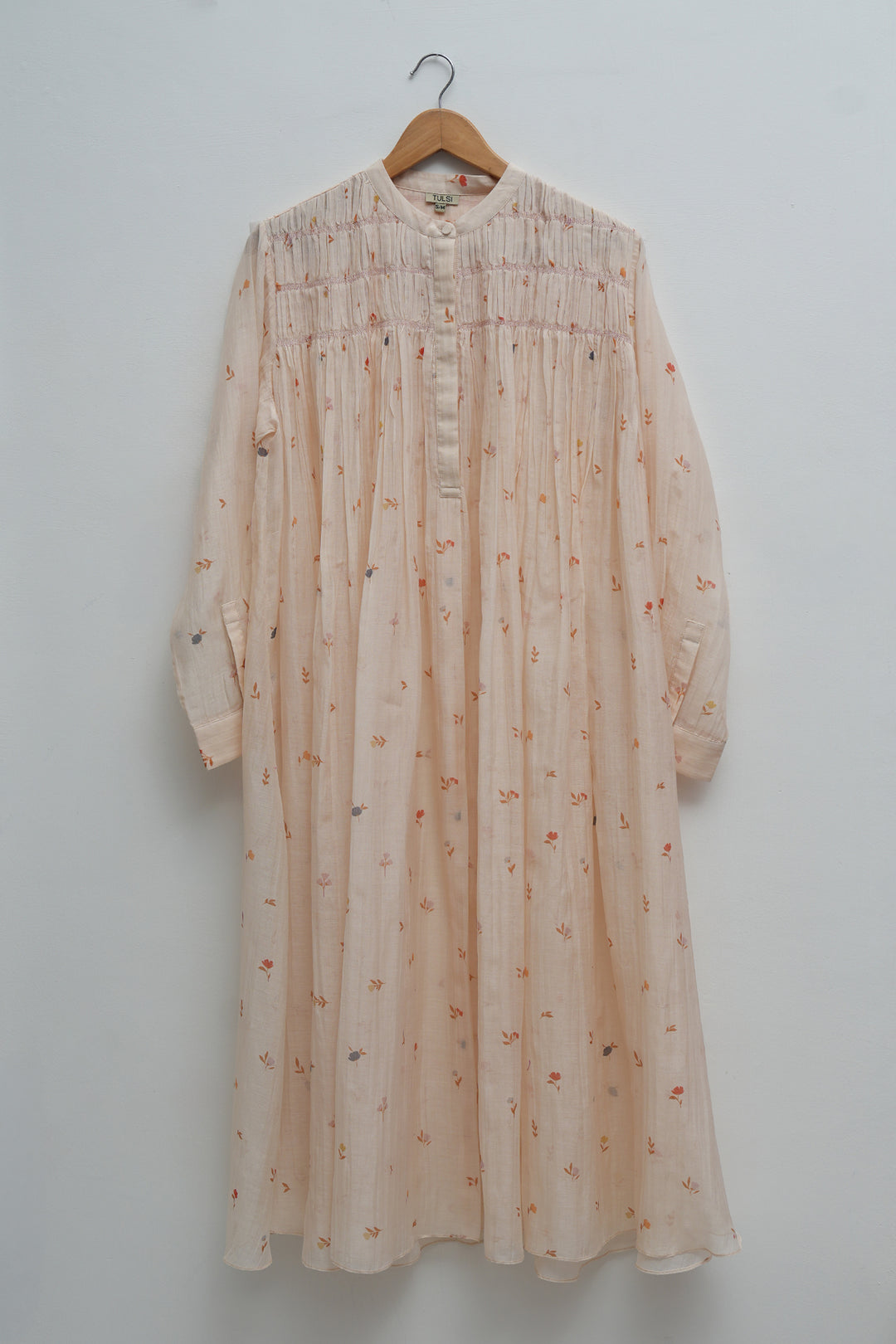 Peach Bloom Printed Chanderi Dress
