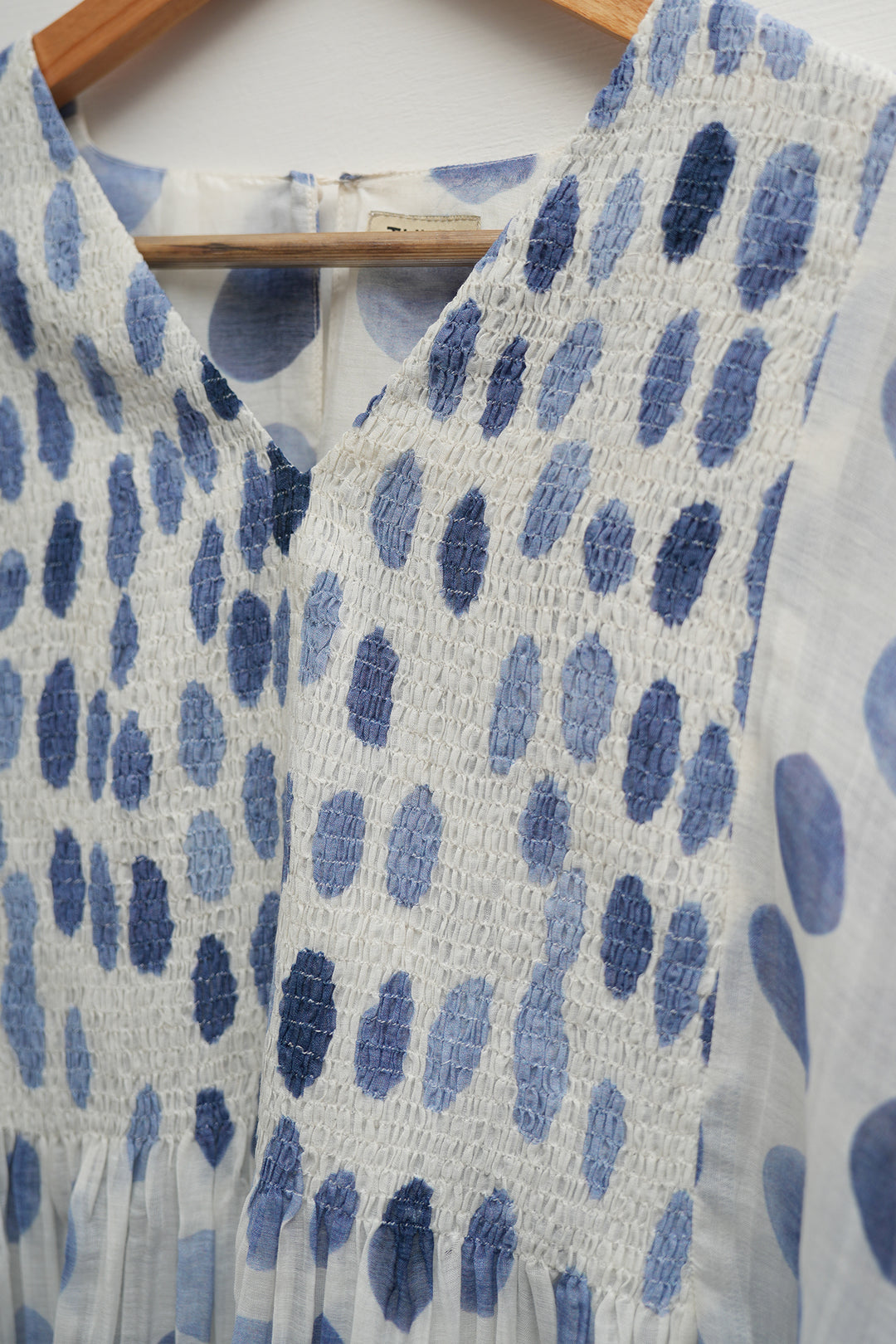 Soft Chanderi Printed Blue Polka Summer Dress