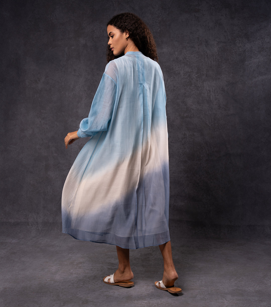 Blue Ombre Cotton Silk Dress