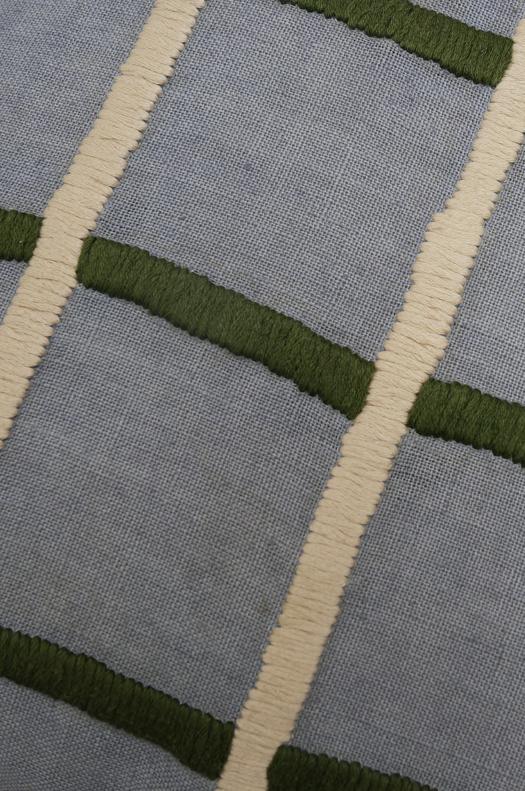 Blue & Green Grid Embroidered Cushion Cover