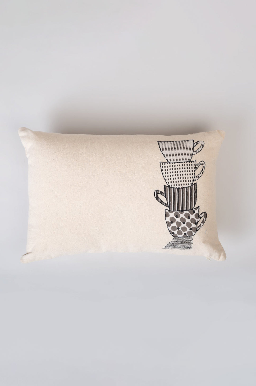 Off White Embroidered Cotton Cushion Cover