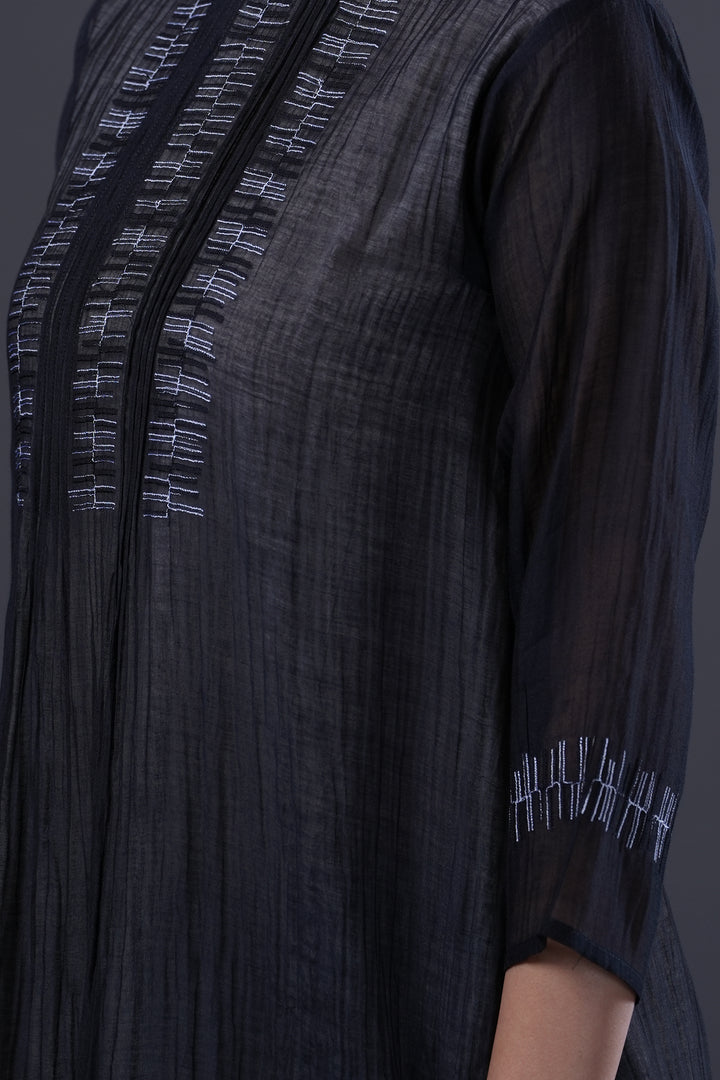 Black Embroidered Chanderi Tunic