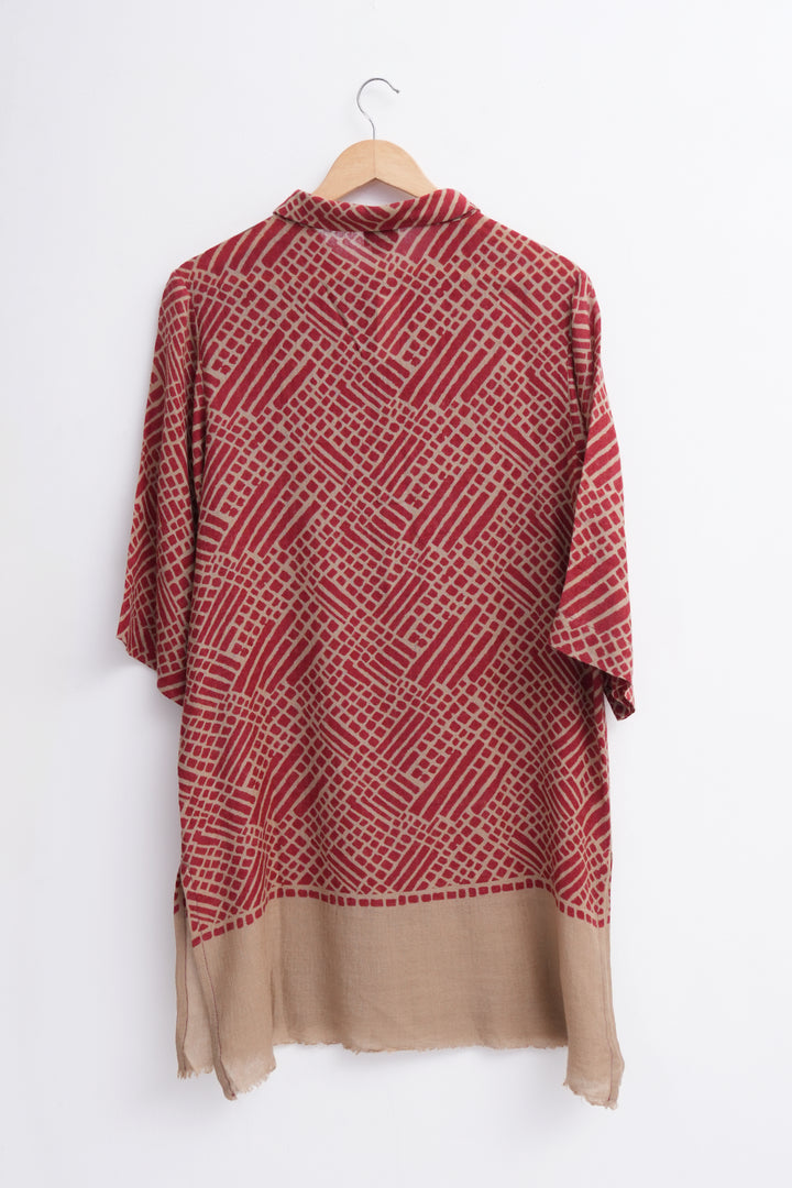 Maroon Beige Wool Top