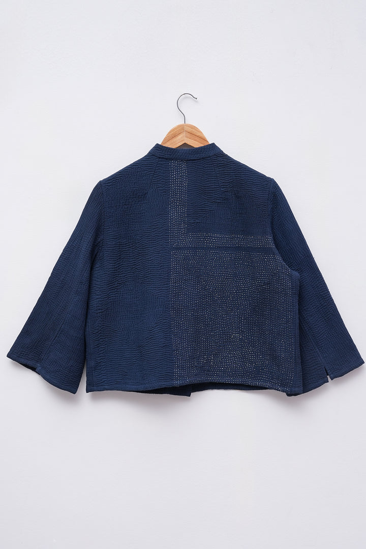Navy Blue Vintage Cotton Kantha Jacket