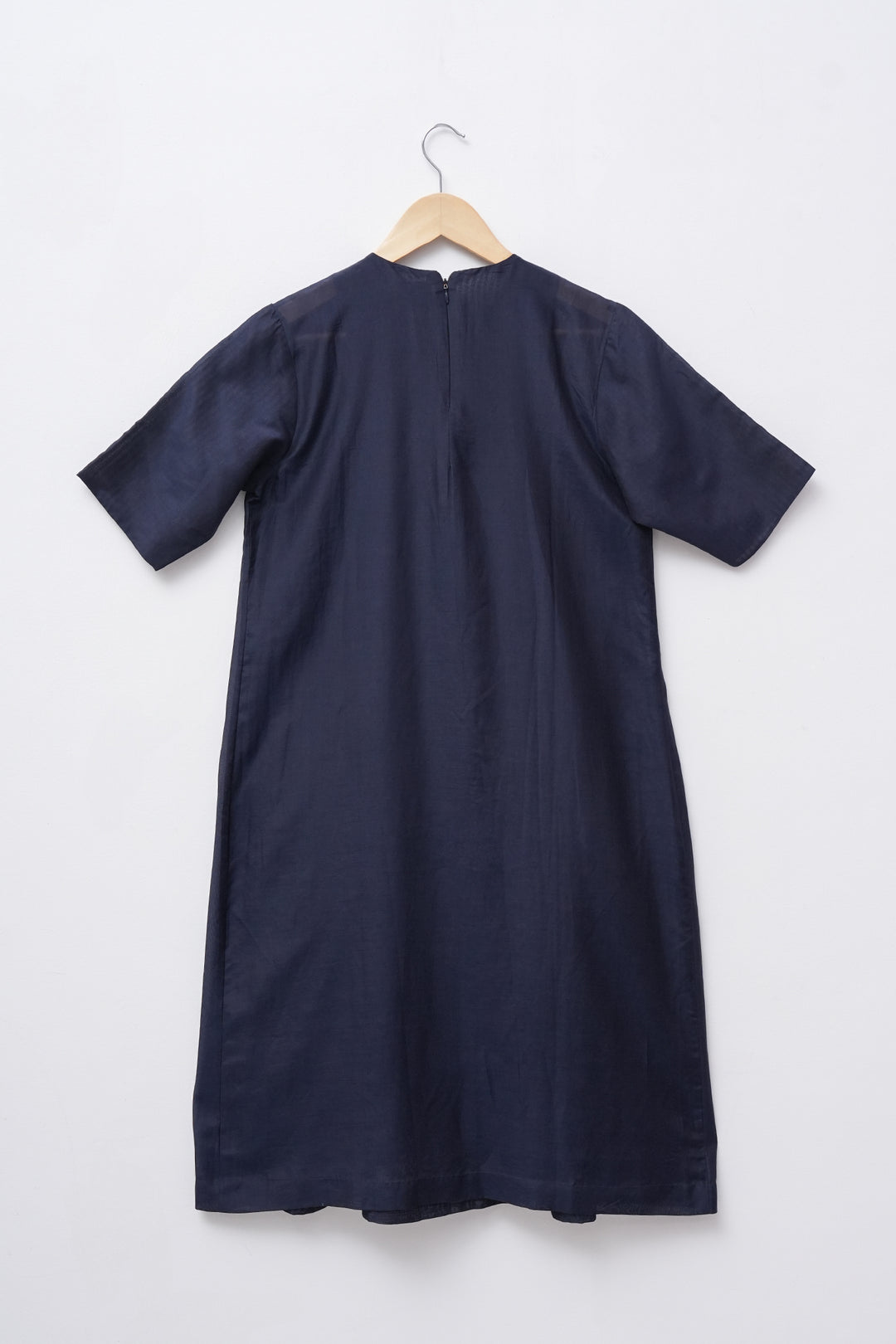 Navy Embroidered Cotton Silk Kurta