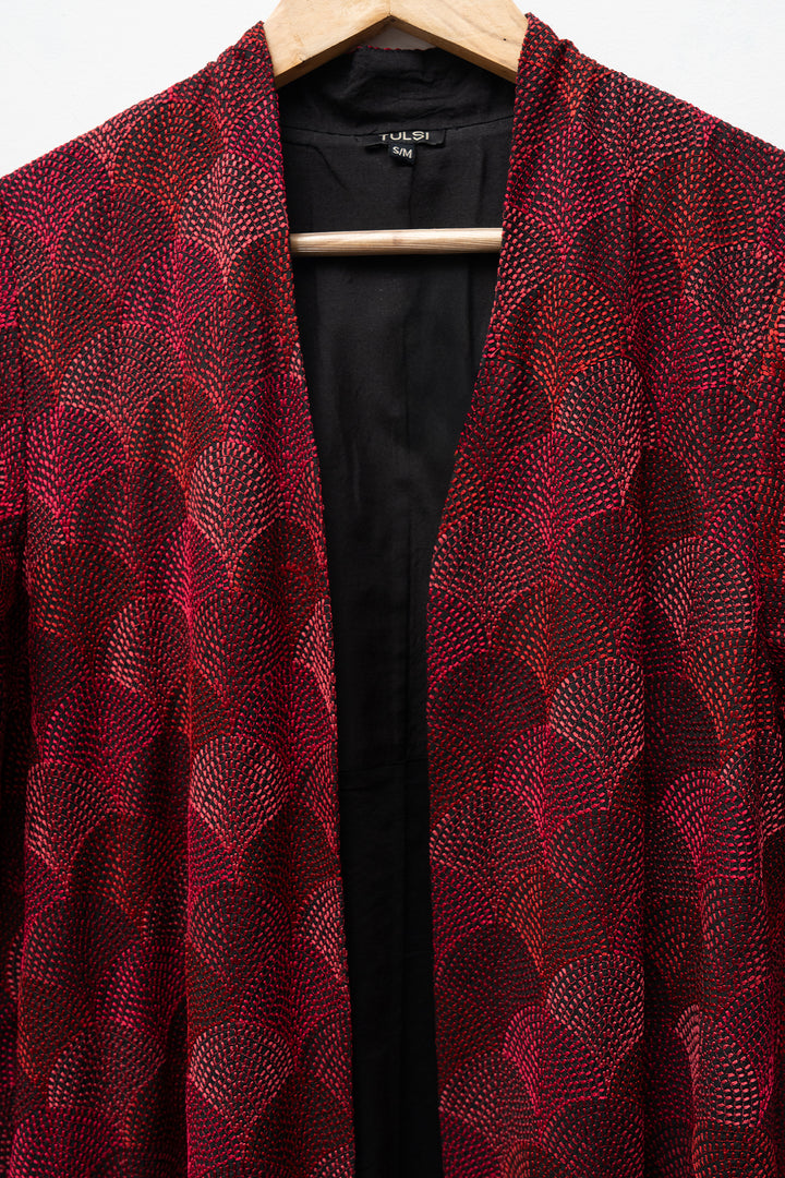 Maroon Embroidered Jacket