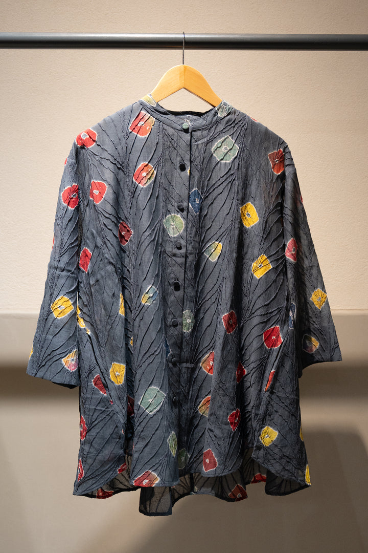 Grey Bandhani Chanderi Shirt