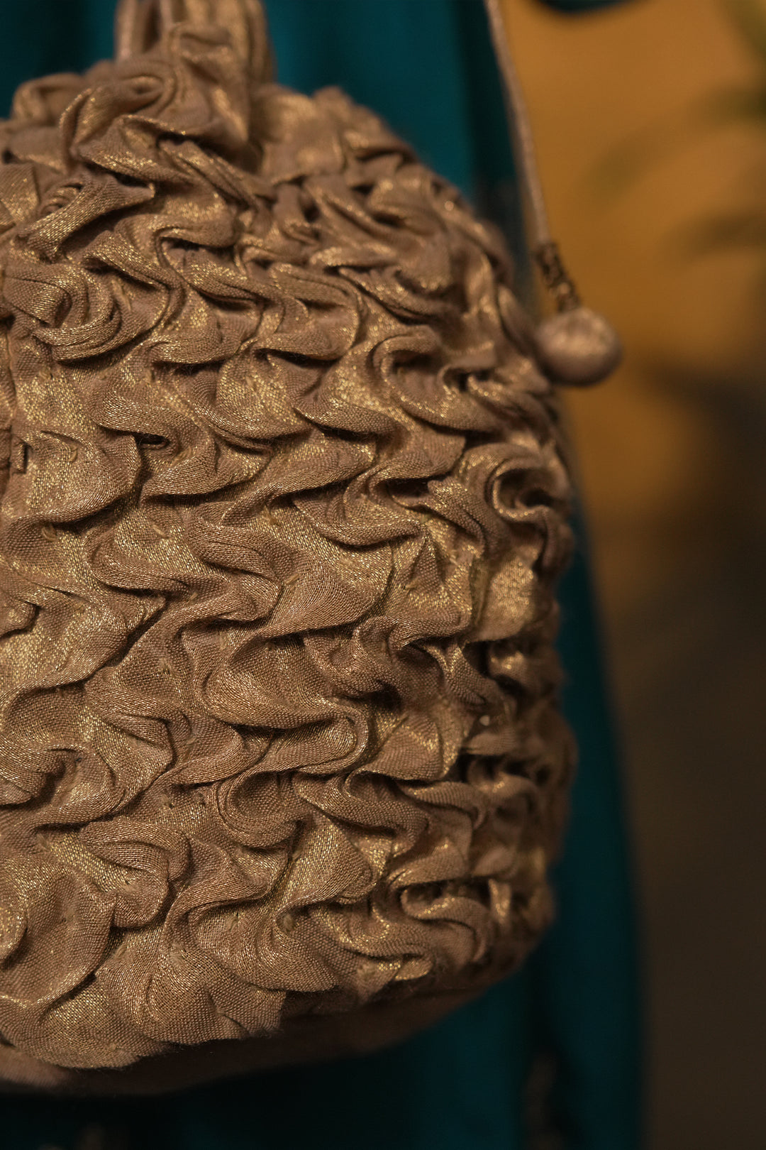 Gold Hand Embroidered Tissue Potli