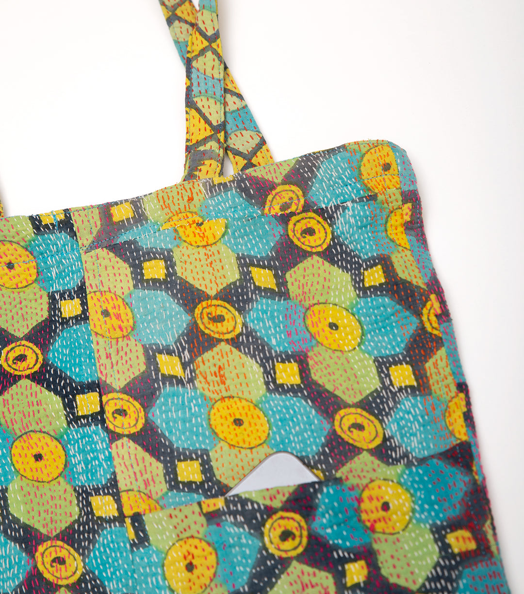 Multi Color Handcrafted Kantha Embroidered Bag