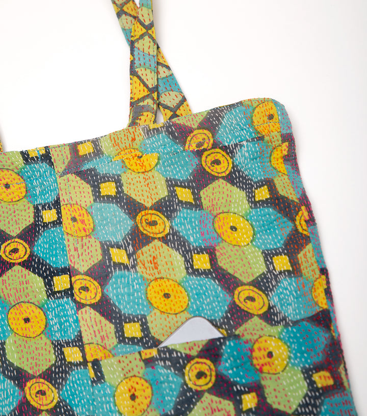 Multi Color Handcrafted Kantha Embroidered Bag