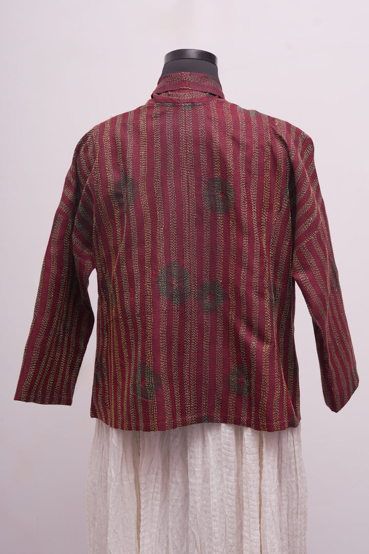 Multicolor Silk Kantha Overlay