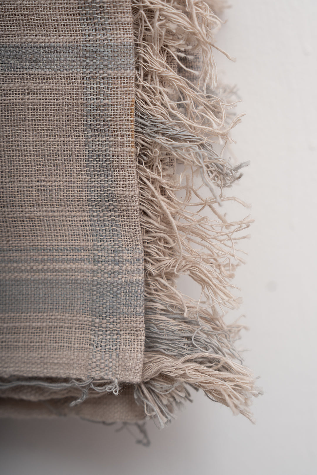 Handwoven Checked Cotton Towel with Fringed Edge