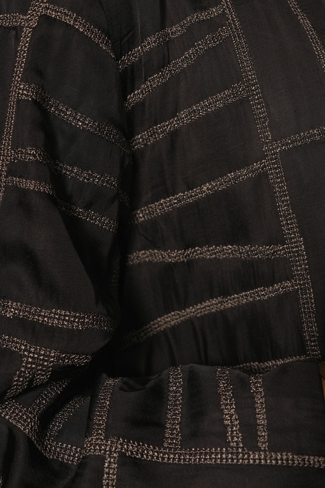 Black Embroidred Cotton Silk Jacket