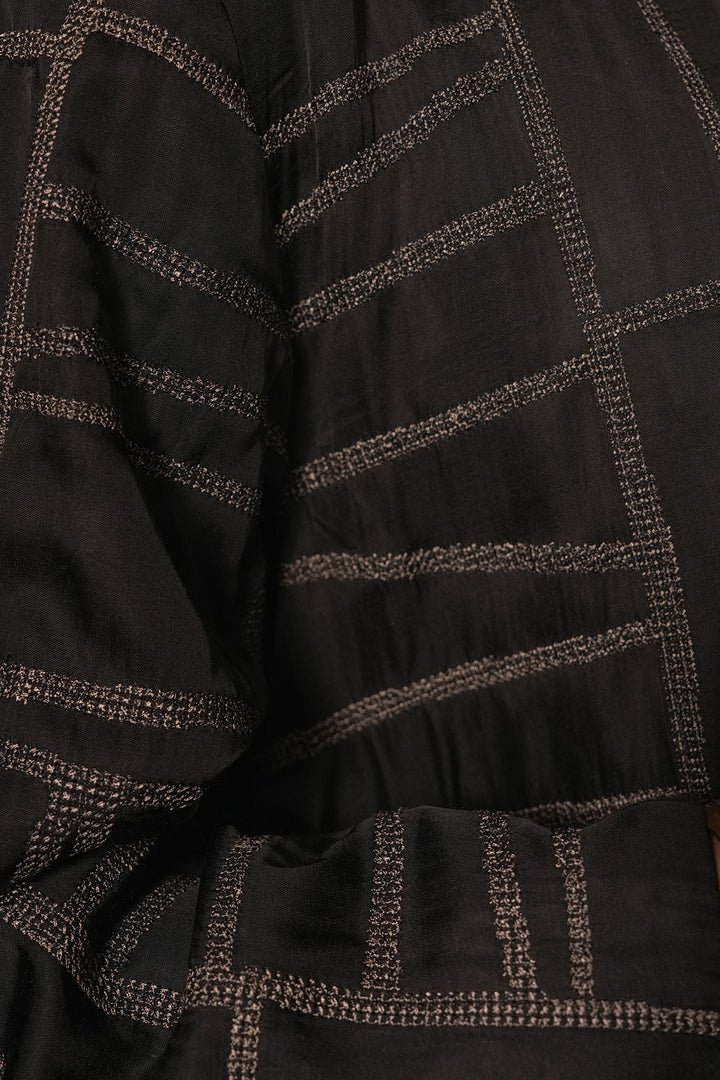 Black Embroidred Cotton Silk Jacket