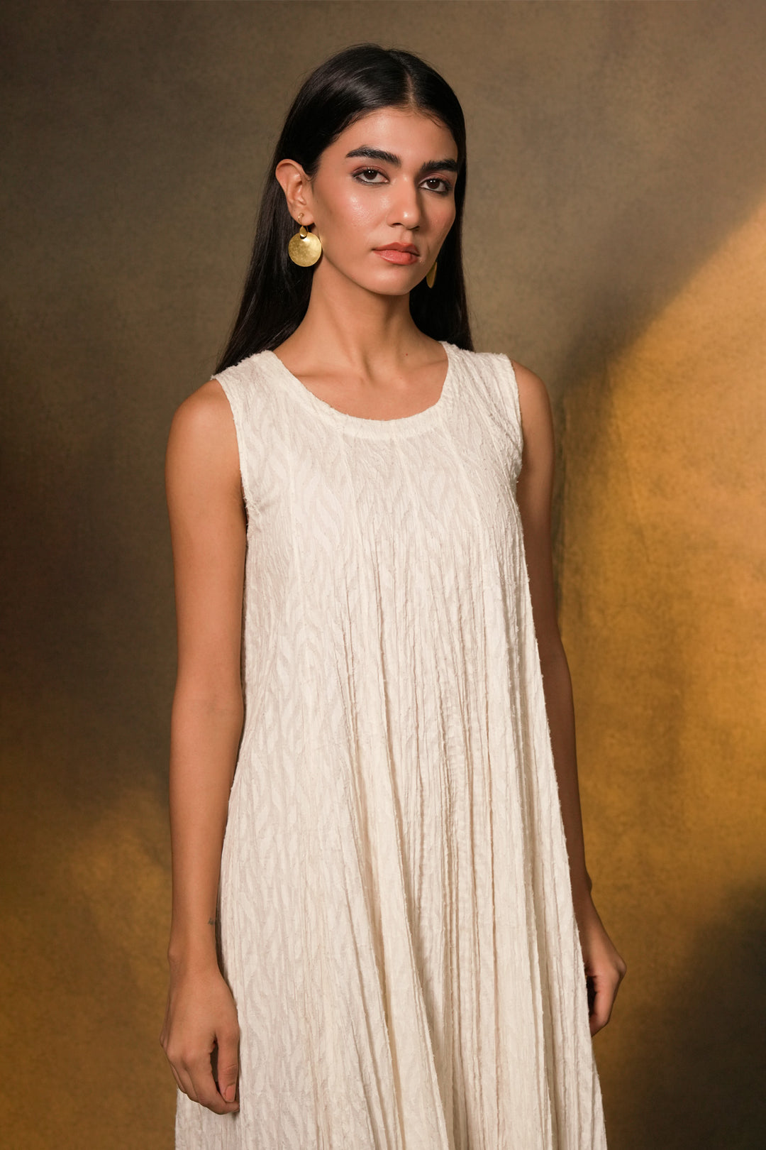 Natural Patch Embroidered Cotton Jacket with Slip