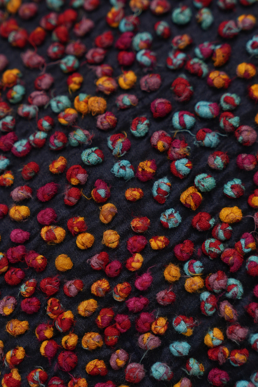 Navy French Knot Silk Cushion Cover