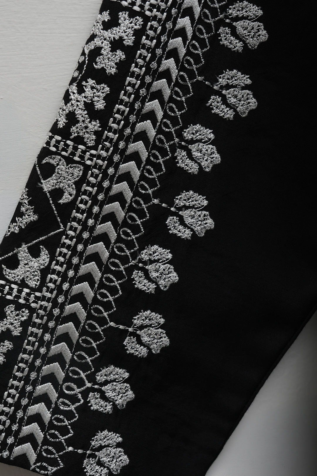 Black Cotton Silk Embroidered Dress